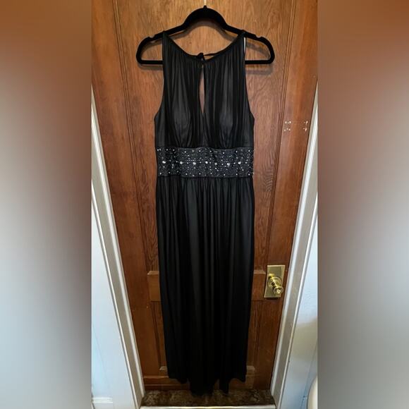 EUC Jessica Howard Beaded Halter Evening Gown Dress Grey Black 10‎ - Picture 1 of 10